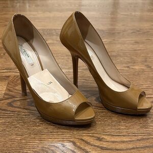 Prada Women's Tan Peep Toe Heels
